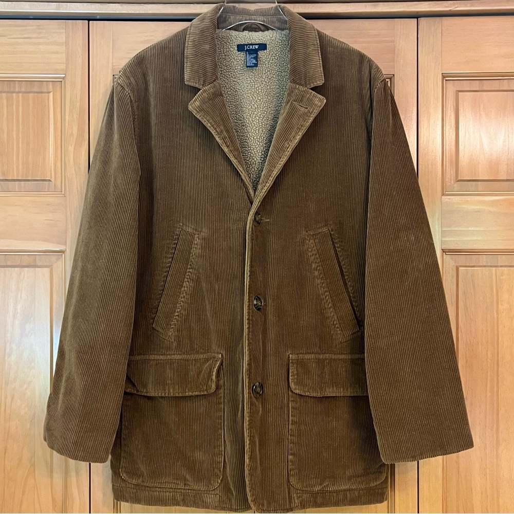 J Crew Brown Corduroy Sherpa and Buffalo Check Lined Blazer Jacket Size Medium
